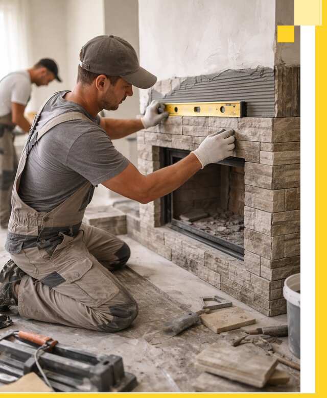 Облицовка каминов в Красном Сулине, монтаж и отделка натуральным камнем