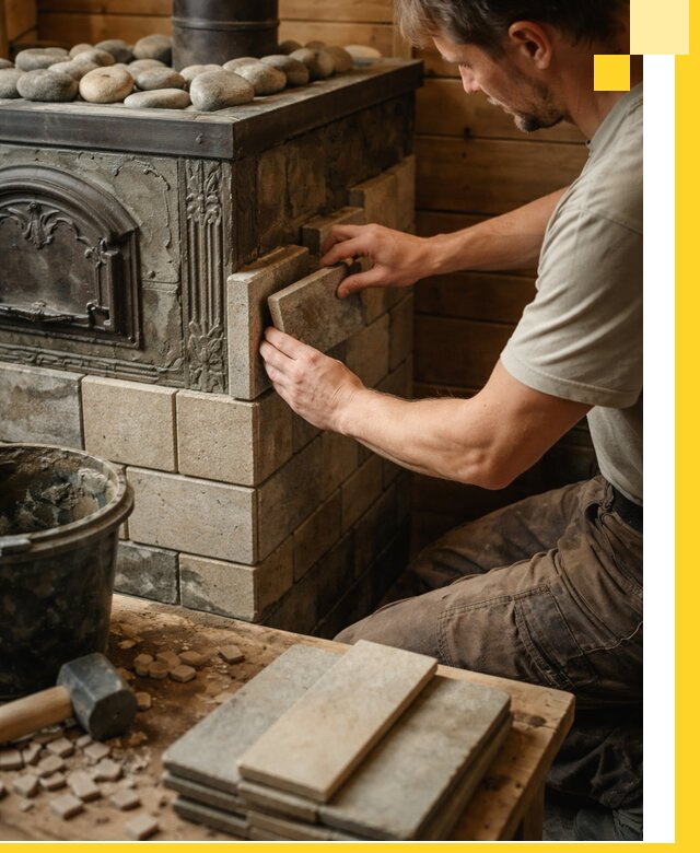 Облицовка банных печей в Красном Сулине профессиональная отделка