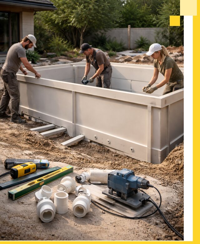 Установка полипропиленовых бассейнов под ключ в Красном Сулине