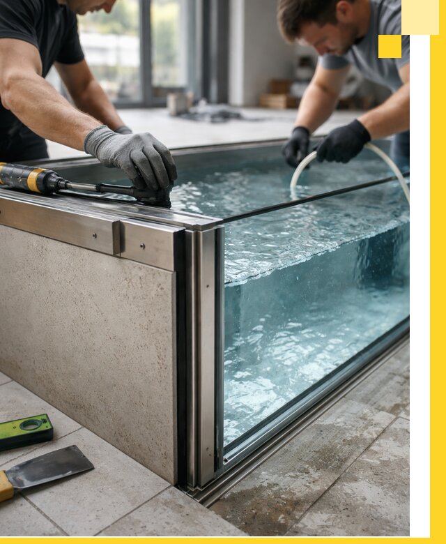 Проектирование и монтаж стеклянных бассейнов в Красном Сулине