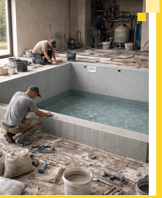 Строительство и монтаж бассейнов в помещении в Красном Сулине