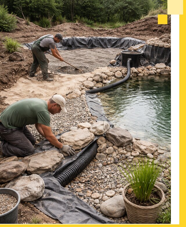 Строительство природных бассейнов и озер в Красном Сулине под ключ