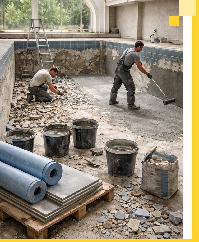 Реконструкция бассейнов в Красном Сулине: ремонт, гидроизоляция