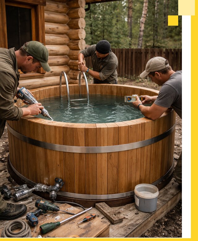 Строительство бань с купелью под ключ и отделкой в Красном Сулине