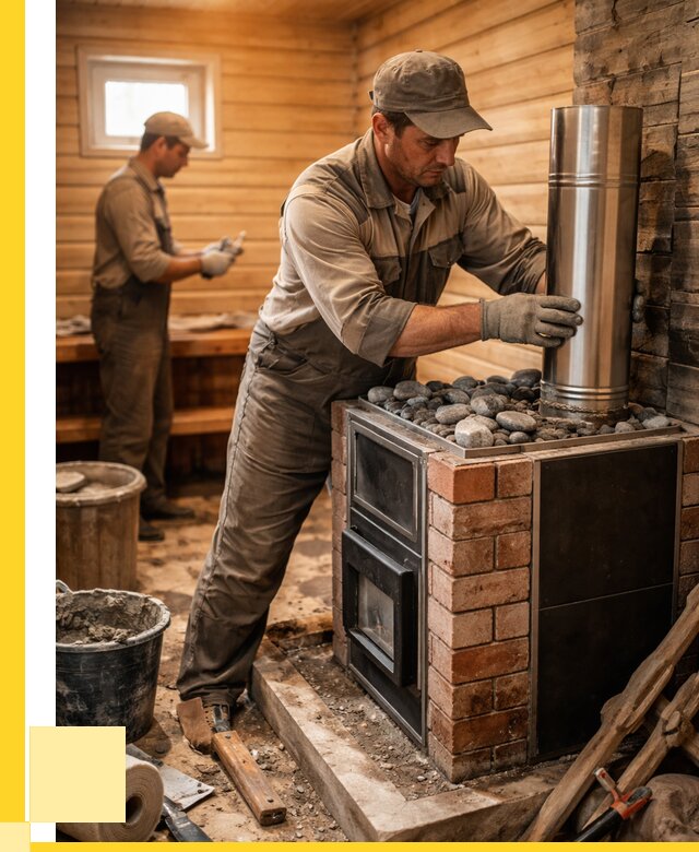 Монтаж печи в бане под ключ в Красном Сулине от 20412 р. | ЭриданКрл