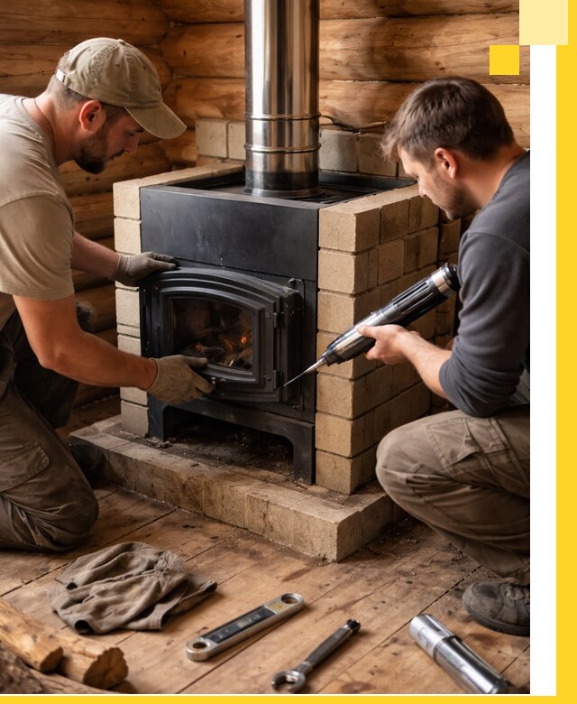 Монтаж и установка печи в бане под ключ с гарантией в Красном Сулине