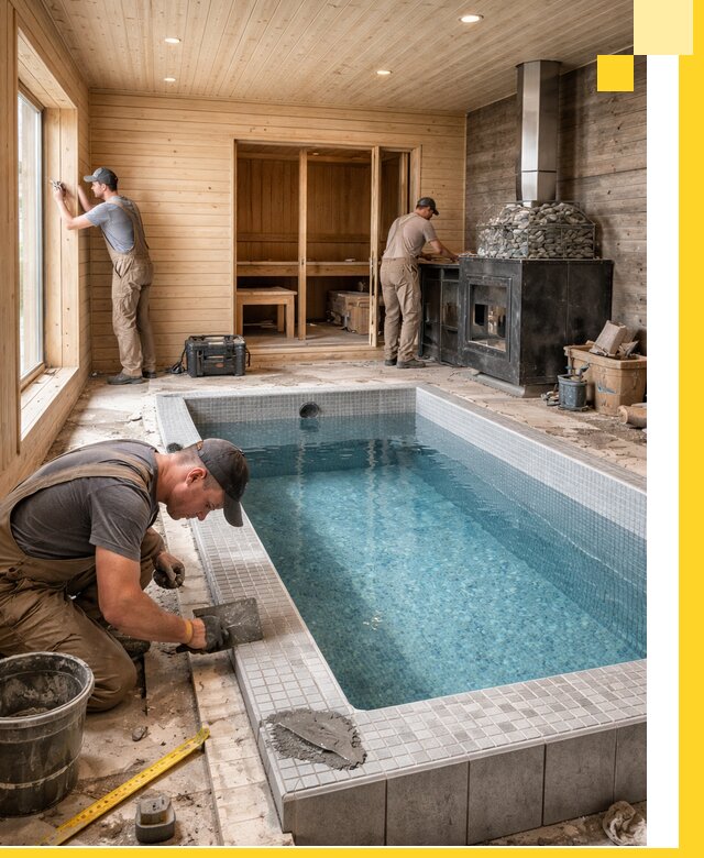 Проект бани с бассейном и сауной в Красном Сулине под ключ