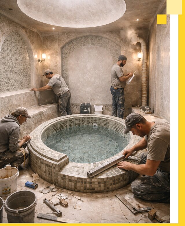 Профессиональное строительство хамама с бассейном в Красном Сулине под ключ