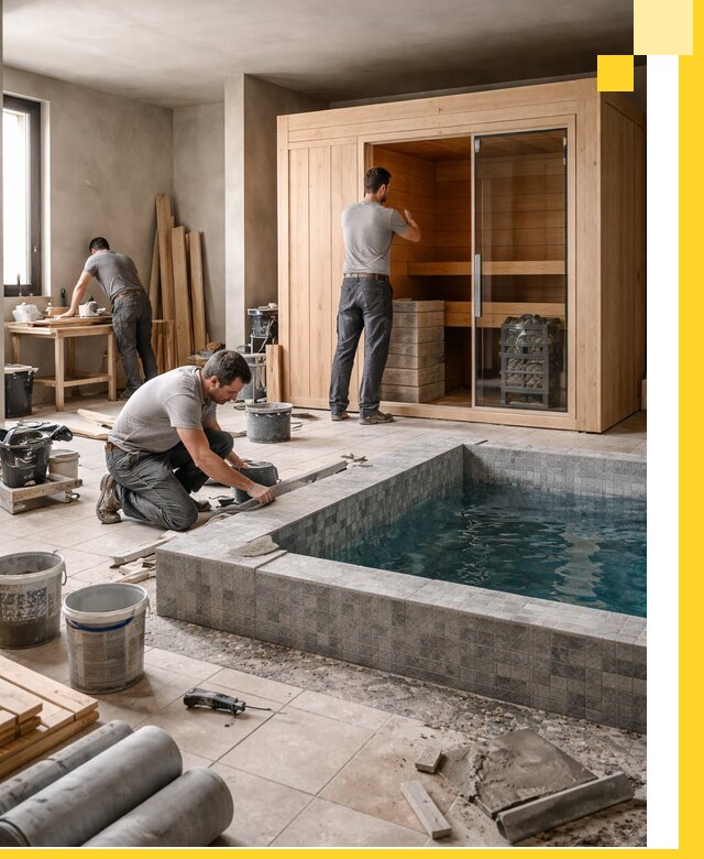 SPA зоны под ключ с бассейном сауной и печью в Красном Сулине